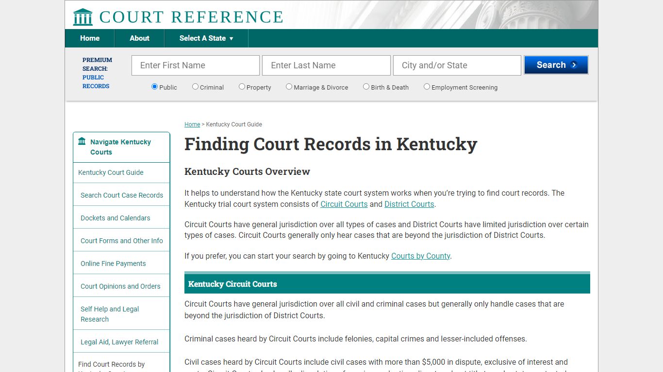 How to Find Kentucky Court Records | CourtReference.com